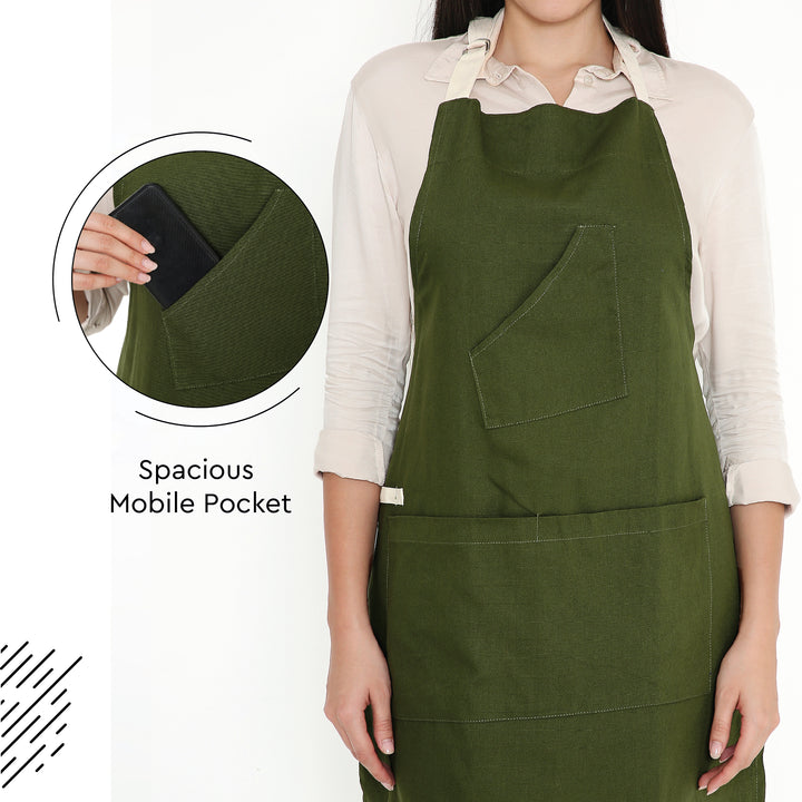 Cotton Leaf Green Apron (Pack of 1)