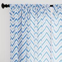 Polyester Chevron 1 Blue Curtain (Pack of 2)