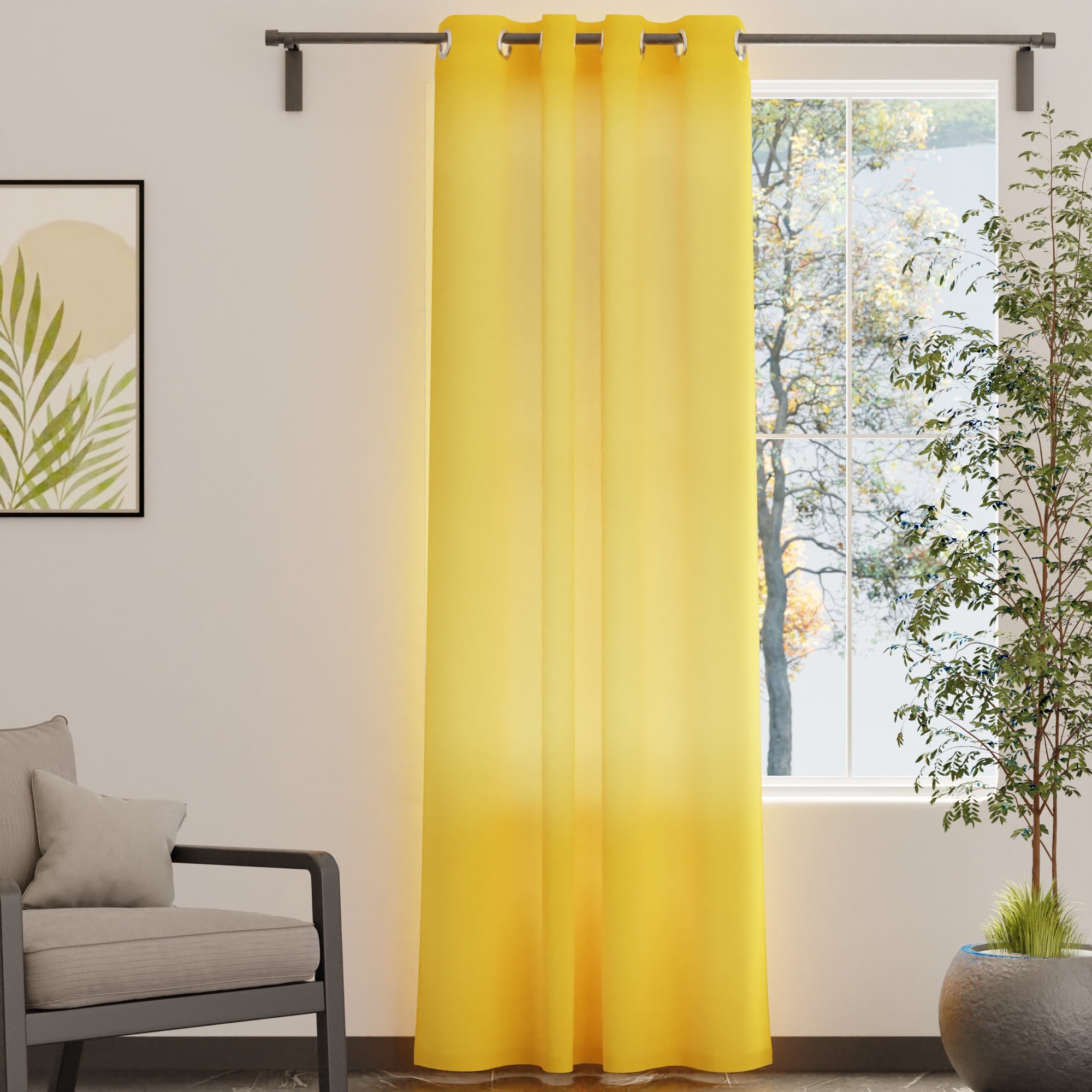 Canvas Sunbeam Yellow Curtain (Pack of 1)