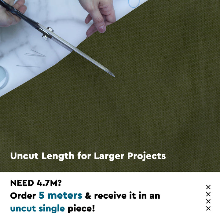 Mercerised Cotton Canvas Fabric, 100x150 cm Wide | Sold by the Metre, Cut to Length | Fabric For Cushions, Sofa Covers, Light Upholstery, Embroidery, Dress Material