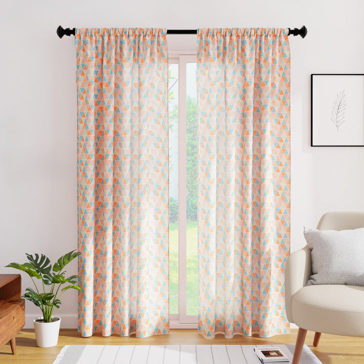 Polyester Triangles Apricot Curtain (Pack of 2)