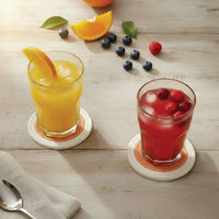 Cotton Coral & Off White Coaster