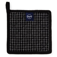 Cotton Butcher Checks Black Pot Holders (Pack of 2)