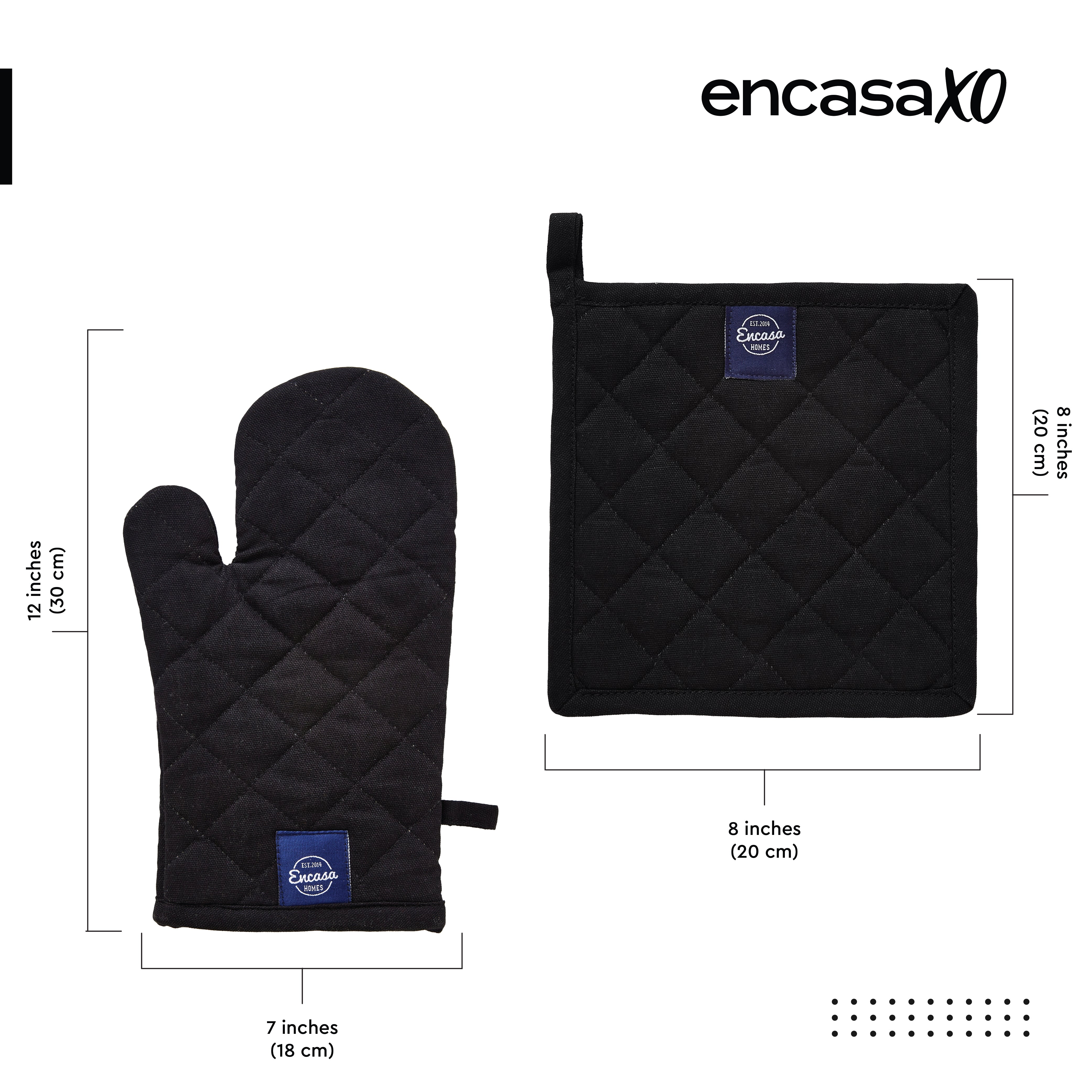 Cotton Full Black Oven Glove & Pot Holder