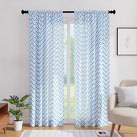 Polyester Chevron 1 Blue Curtain (Pack of 2)