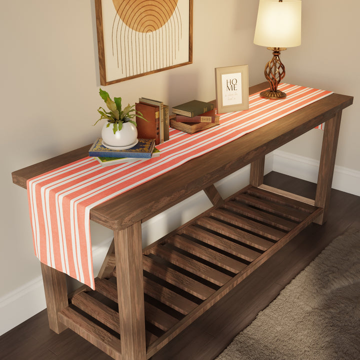 RC Yarn-Dyed Franca Orange Stripes Table Runner (Pack of 1)