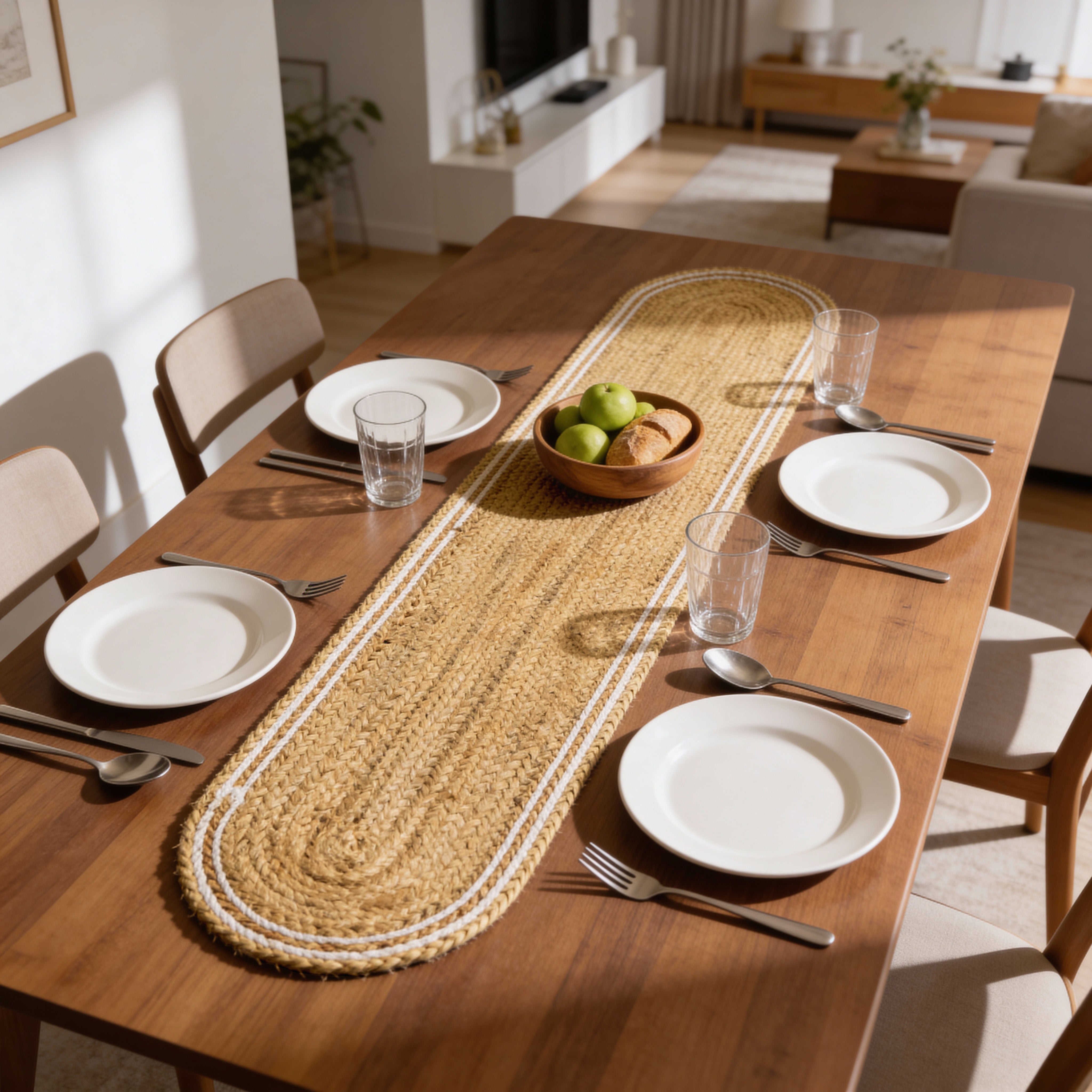 Jute Off White & Jute Natural Bleach Table Runner