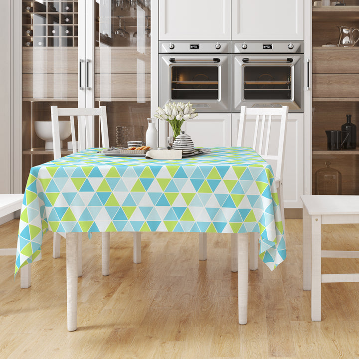 Polyester Big Triangles Aqua Table Cloth (Pack of 1)