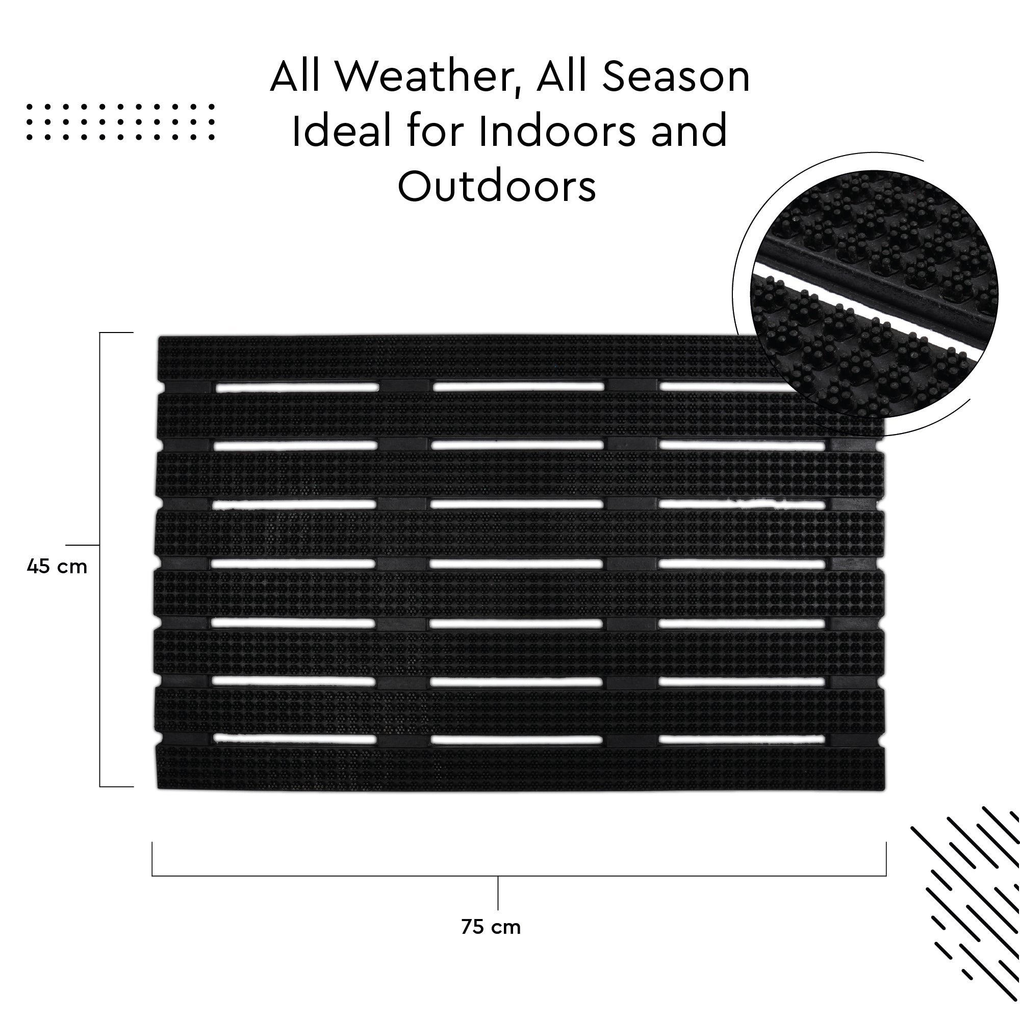 Rubber Shower Mats Heavy Duty Anti-Skid Floor Mats for Door, Bathroom, Kitchen & Home Entrance | PVC Non-Slip Drainage Mat for Wet & Dry Areas