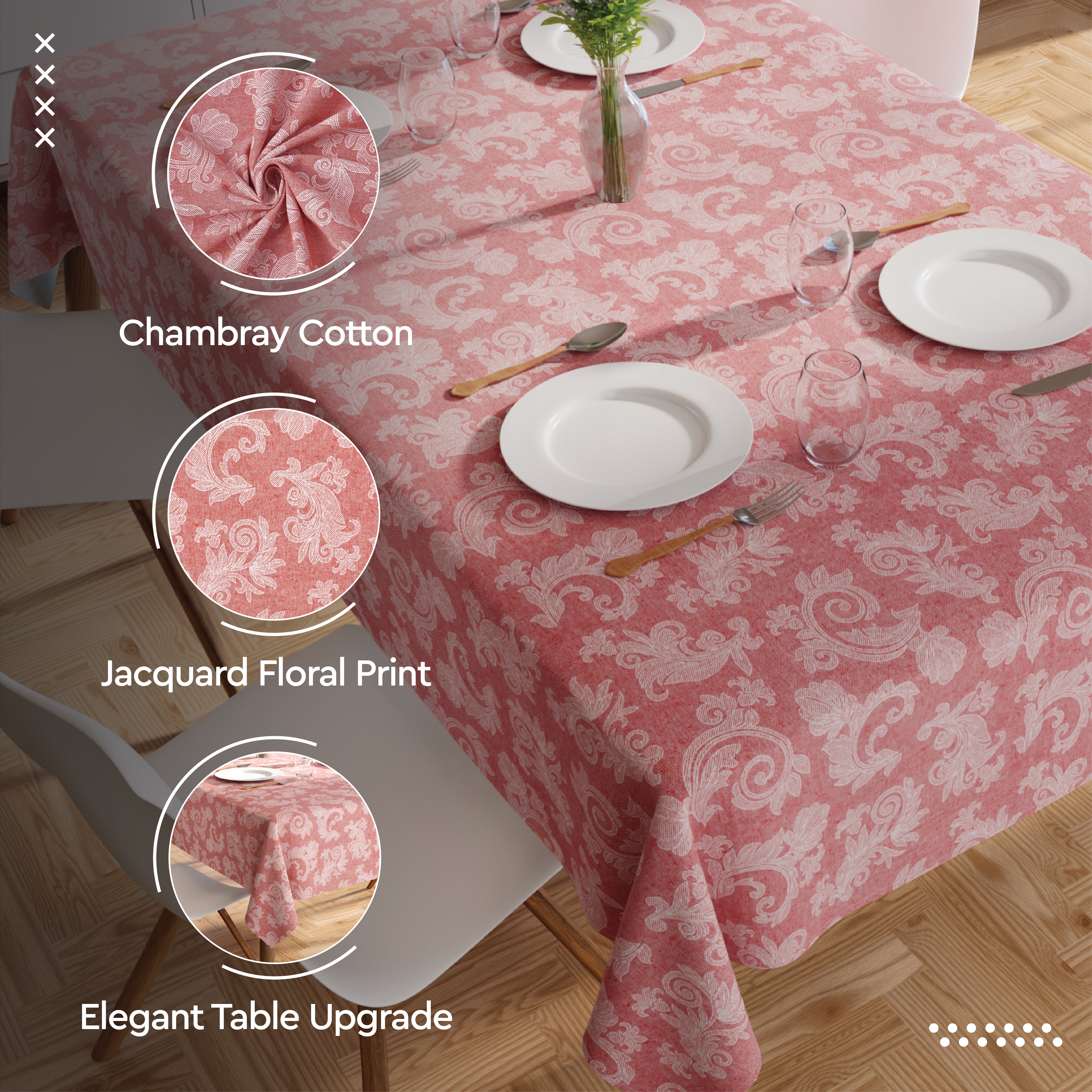 Cotton Red Table Cloth (Pack of 1)