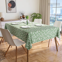 Cotton Big Leaves Green Table Cloth (Pack of 1)