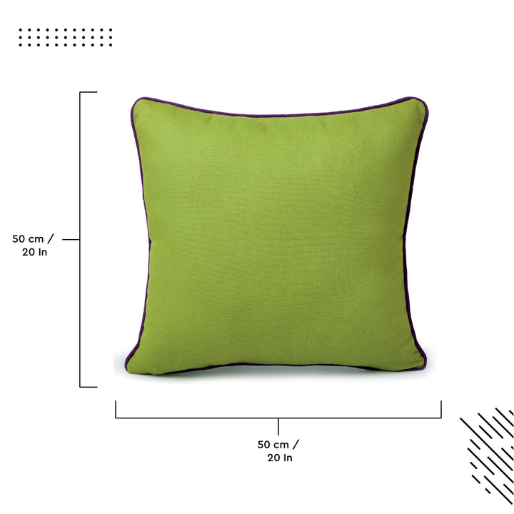 Cotton Lime Green with purple Cushion Cover (Pack of 2)