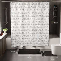 Polyester Blackbirds Combo Shower Curtain + Bathmat (Pack of 3)