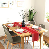 Cotton Ladder Red Table Runner+Placemat (Pack of 5)