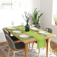 Cotton Ladder Green Table Runner+Placemat (Pack of 7)
