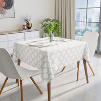 Cotton White Tiles Table Cloth (Pack of 1)