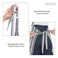 Cotton Roma Grey Stripes Apron (Pack of 1)