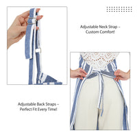 Cotton Franca Blue Stripes Apron (Pack of 1)