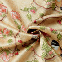 Blackout Polyester Pale Gold Birds Fabric 1 Meter