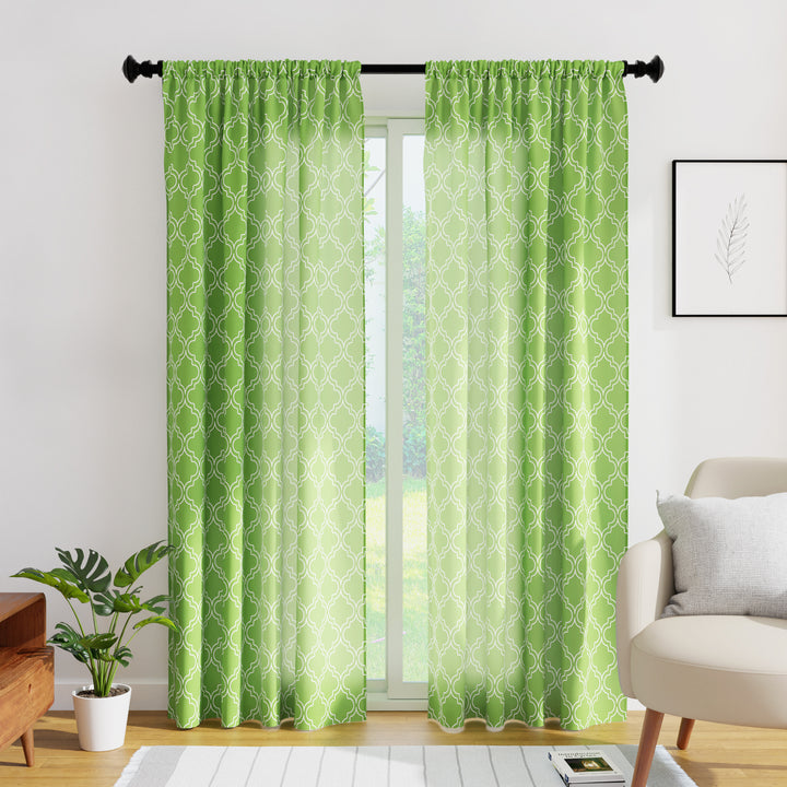 Polyester Trellis Greenery Curtain (Pack of 2)