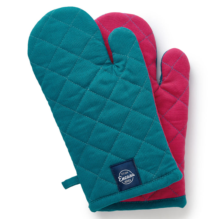Cotton Azul Blue Oven Gloves (Pack of 2)