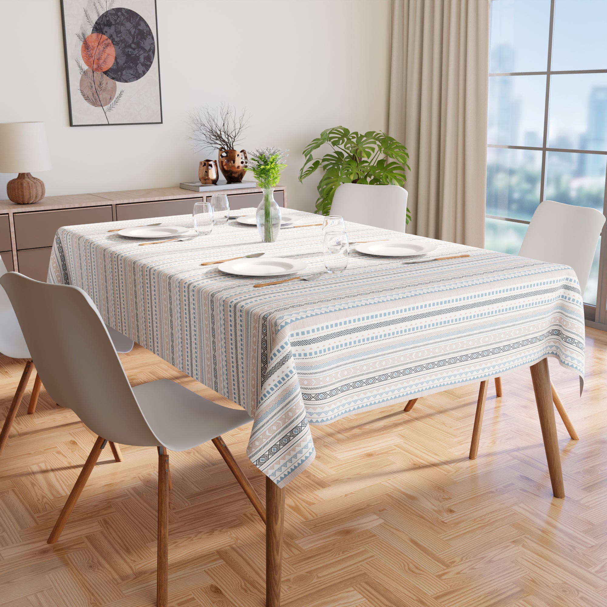 Cotton Aztec Blue Table Cloth (Pack of 1)