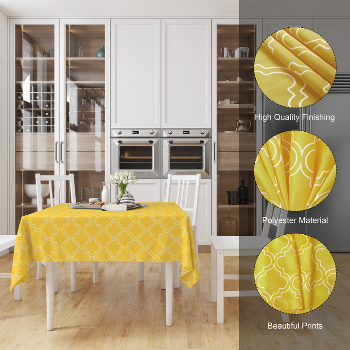 Polyester Yellow Trellis Table Cloth (Pack of 1)