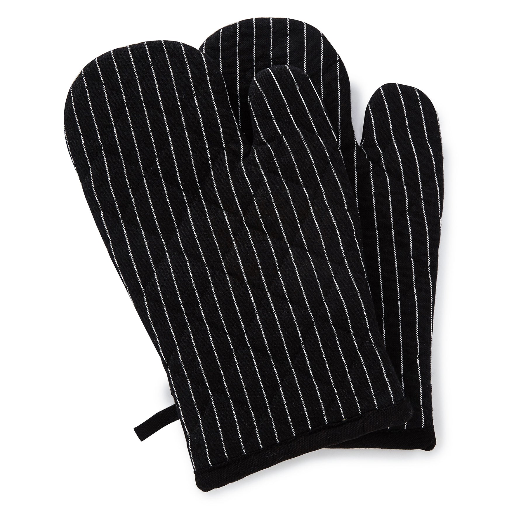 Cotton Butcher Stripes Black Oven Gloves (Pack of 2)