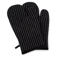Cotton Butcher Stripes Black Oven Gloves (Pack of 2)