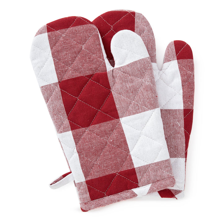 Cotton Buffalo Red Checks Oven Gloves (Pack of 2)