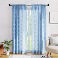 Polyester Dollar Blue Curtain (Pack of 2)