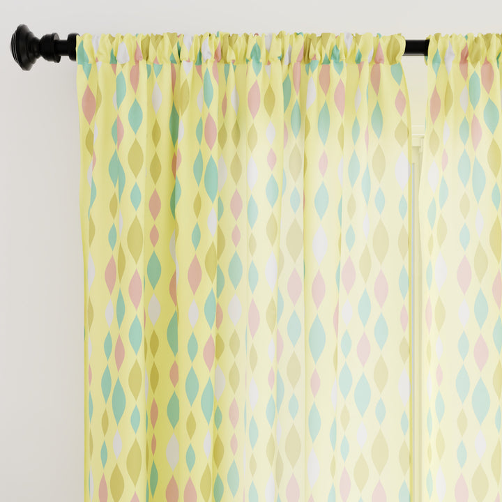 Polyester Teardrops Lemon Curtain (Pack of 2)