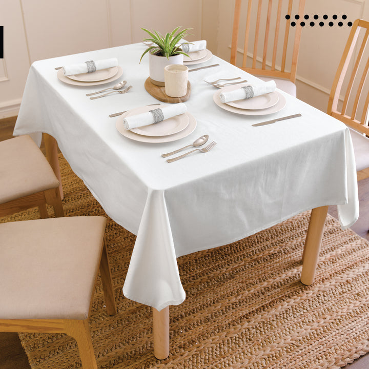 Cotton White Table Cloth (Pack of 1)