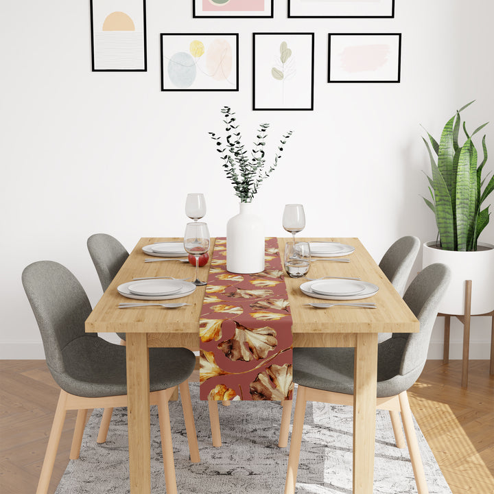 Blackout Polyester Gingko Plum Table Runner (Pack of 1)