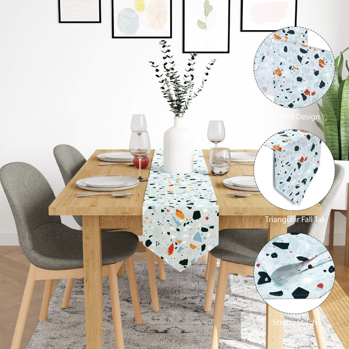 Cotton Twill Terrazzo Mint Table Runner (Pack of 1)