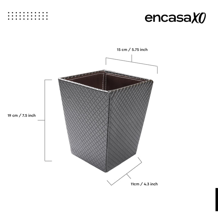 PU-Leather Grey Leather Dustbin
