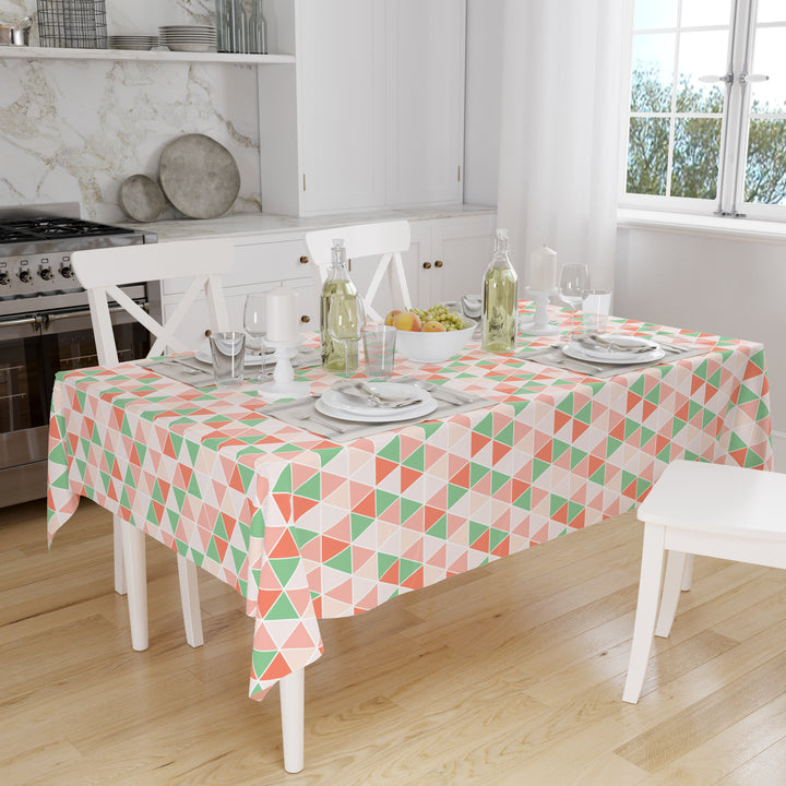 Polyester Big Triangles Tomato Table Cloth (Pack of 1)