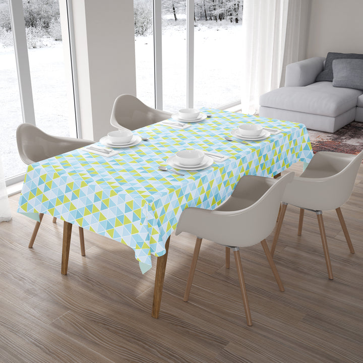 Cotton Triangles Aqua Table Cloth (Pack of 1)