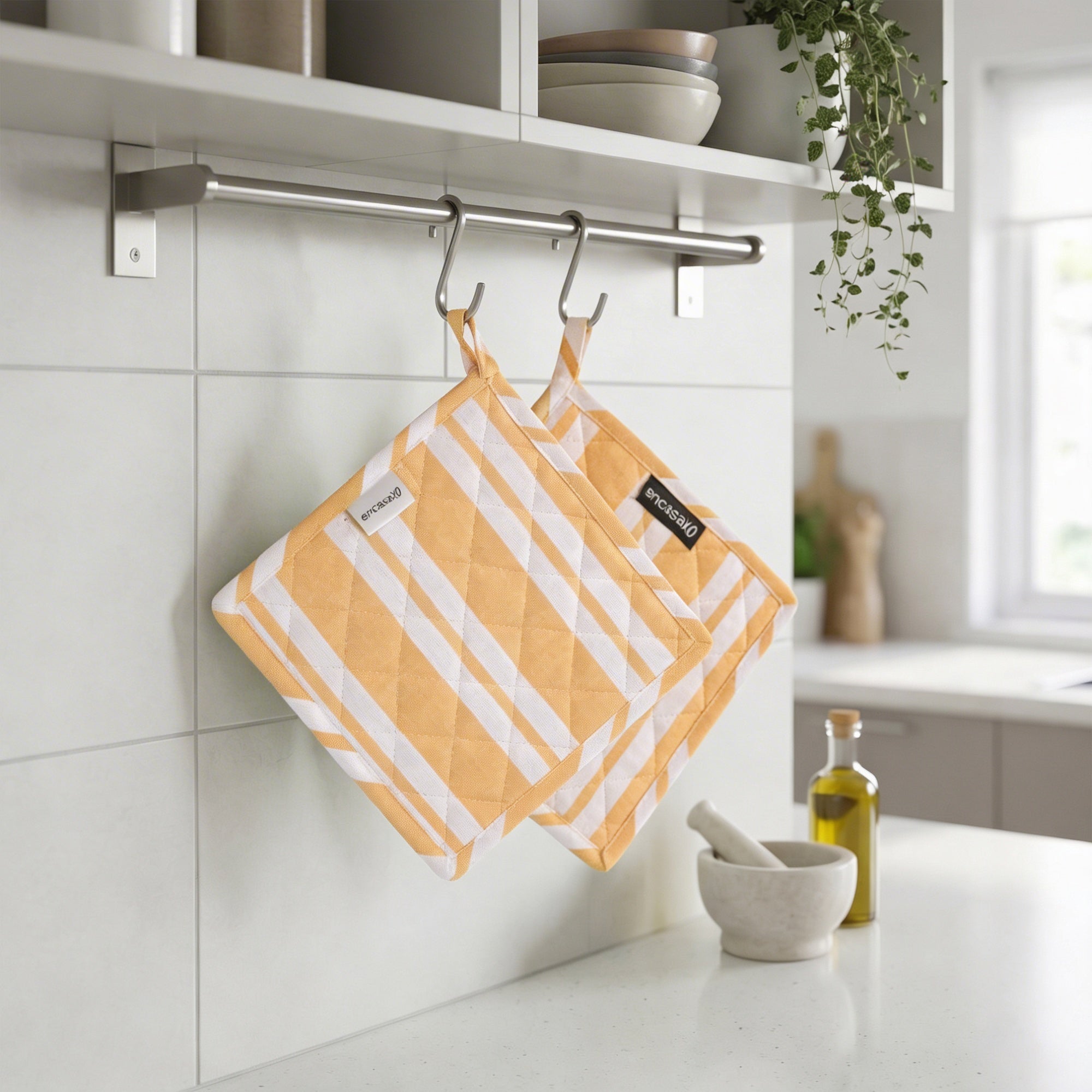 RC Yarn-Dyed Franca Yellow Stripes Potholder (Pack of 2)