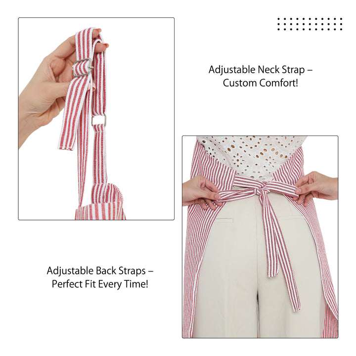 Cotton Ticking Red Apron (Pack of 1)