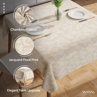 Cotton Beige Table Cloth (Pack of 1)