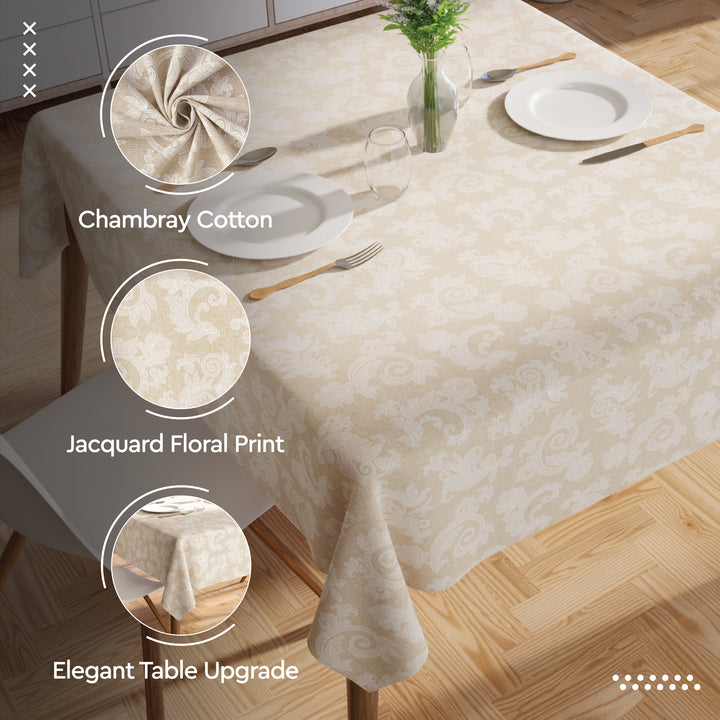 Cotton Beige Table Cloth (Pack of 1)