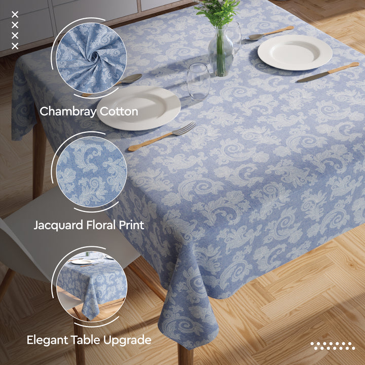 Cotton Blue Table Cloth (Pack of 1)