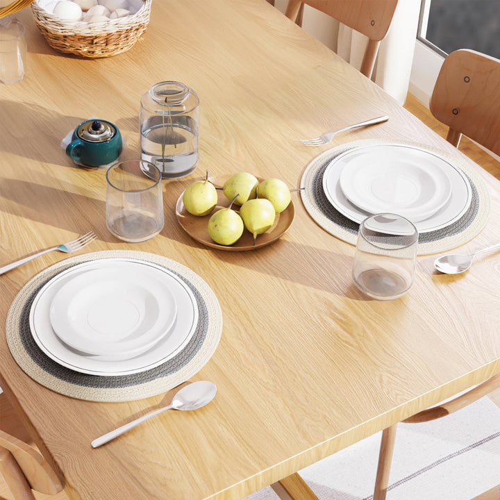 Cotton Light Grey & Off White Placemat (Pack of 2)