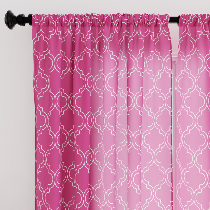 Polyester Trellis Hot Pink Curtain (Pack of 2)