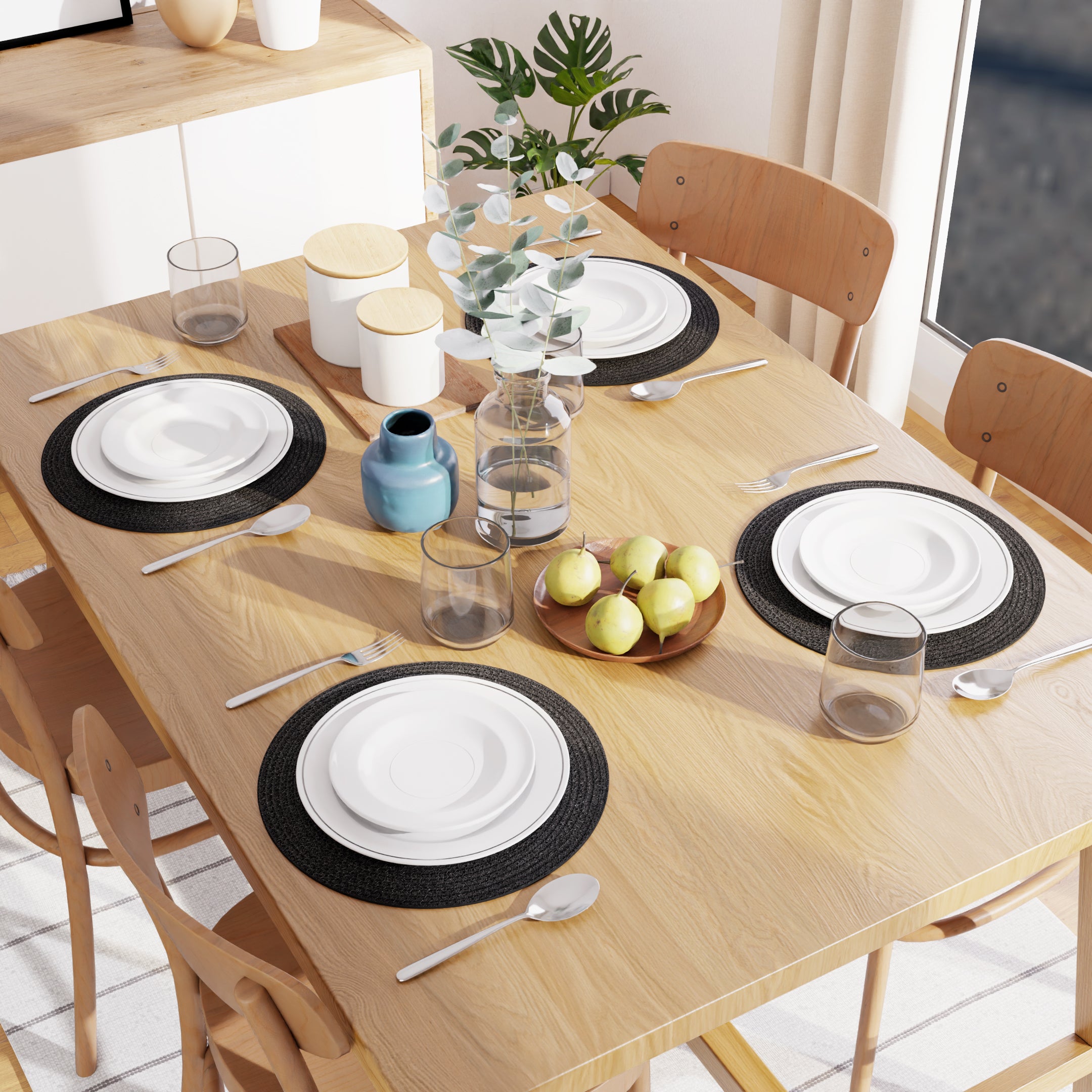 Cotton Black Placemat (Pack of 4)