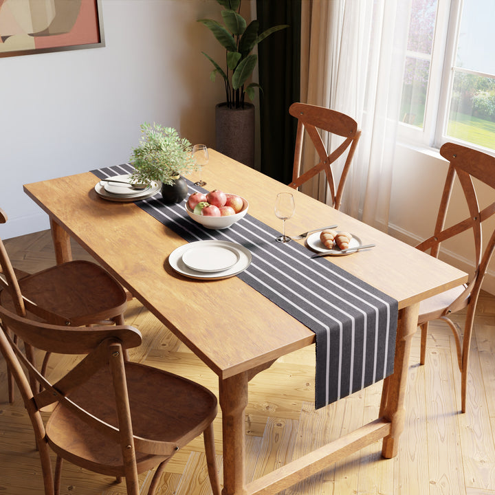 Ribbed Cotton Roma Grey Stripes Table Runner (Pack of 1)