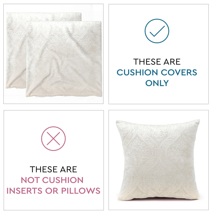 Embossed Velvet Cream Cushion Cover (Pack of 2)