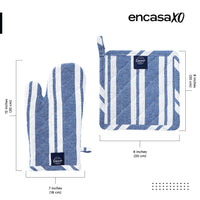 Cotton Franca Blue Stripes Oven Glove & Pot Holder