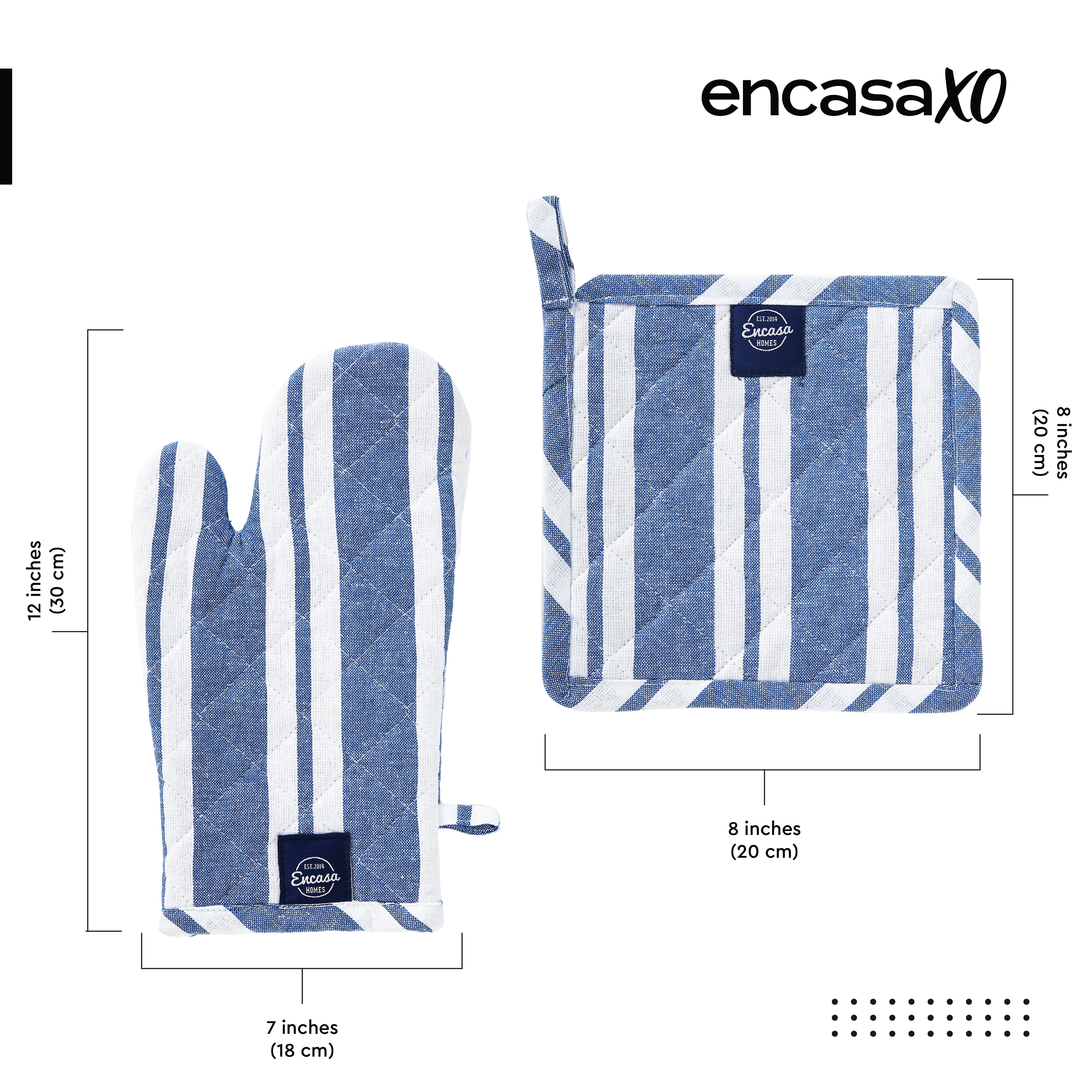 Cotton Franca Blue Stripes Oven Glove & Pot Holder